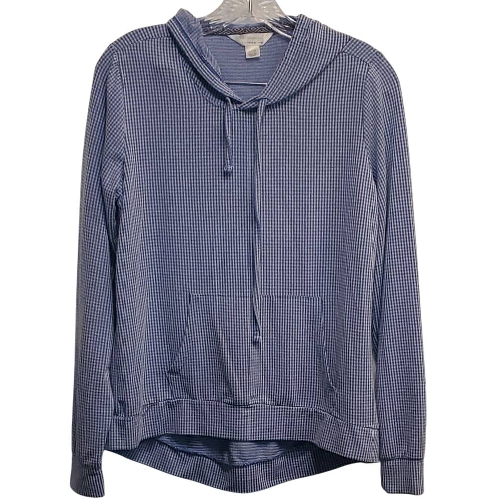 Weatherproof Vintage Long Sleeve Lightweight Gingham Hoodie Size Small
